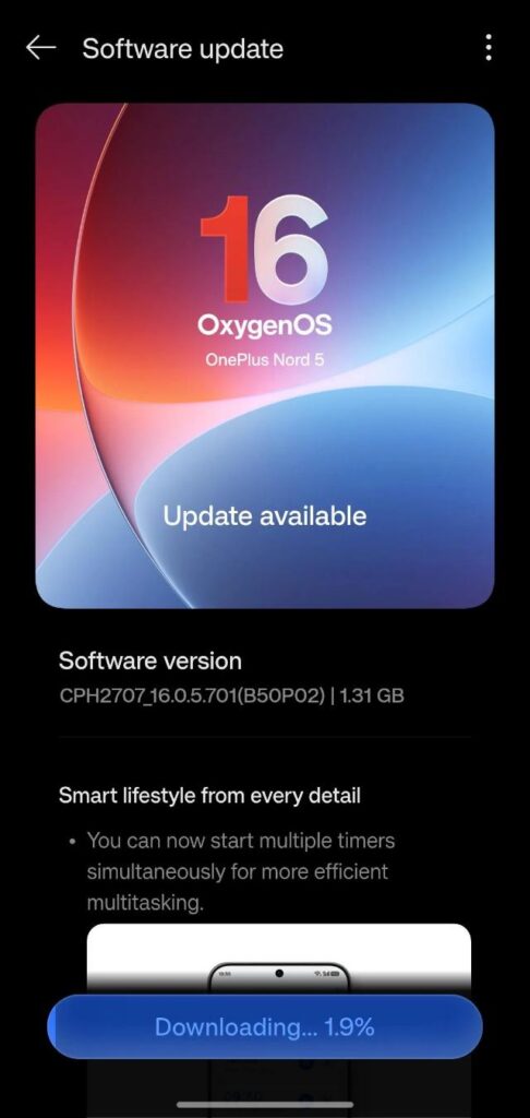 OnePlus Nord 5 Gets OxygenOS 16.0.5.701